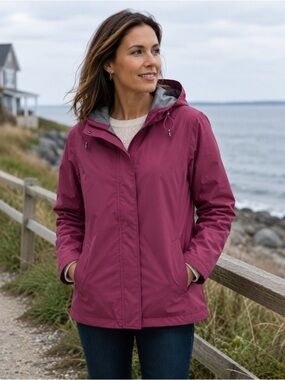 Lands' End Women's Hooded Jacket - Fuchsia
